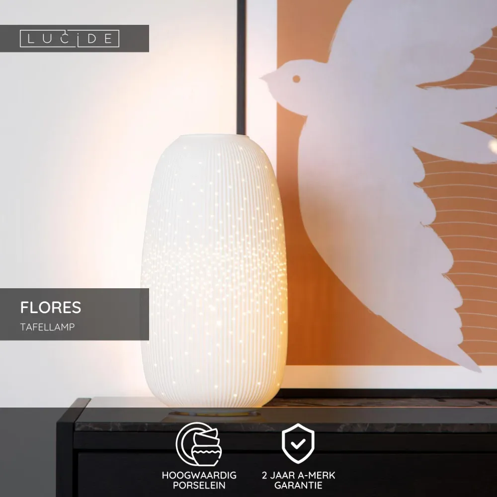 Lucide tafellamp FLORES - 1xE14 - Wit