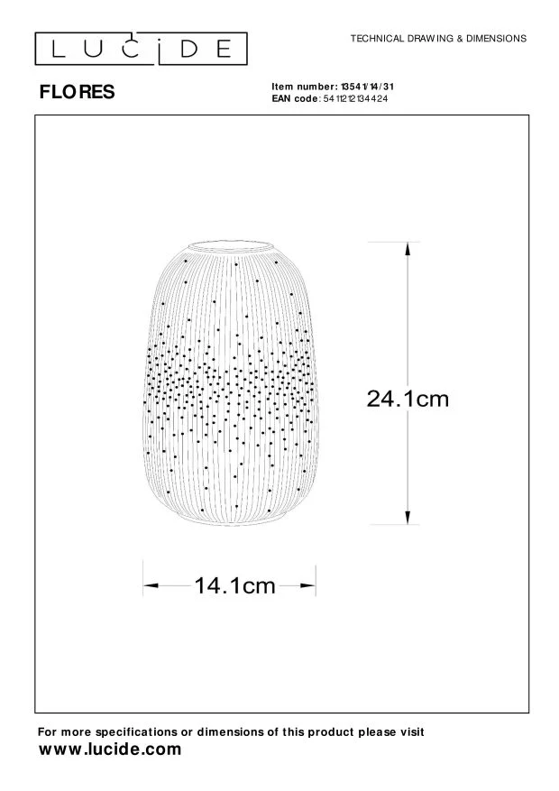 Lucide tafellamp FLORES - 1xE14 - Wit