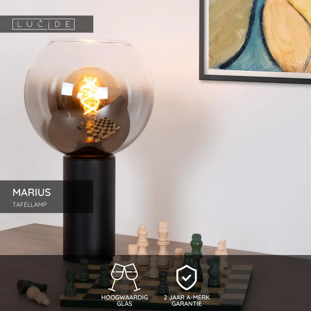 Lucide tafellamp MARIUS - 1xE27 - Zwart