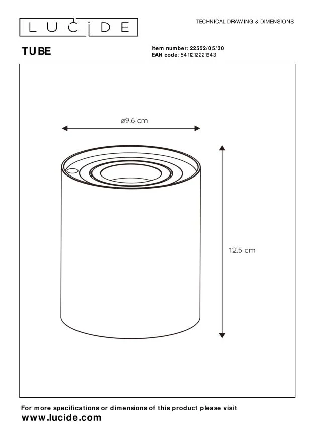 Lucide tafellamp TUBE - 1xGU10 - Zwart