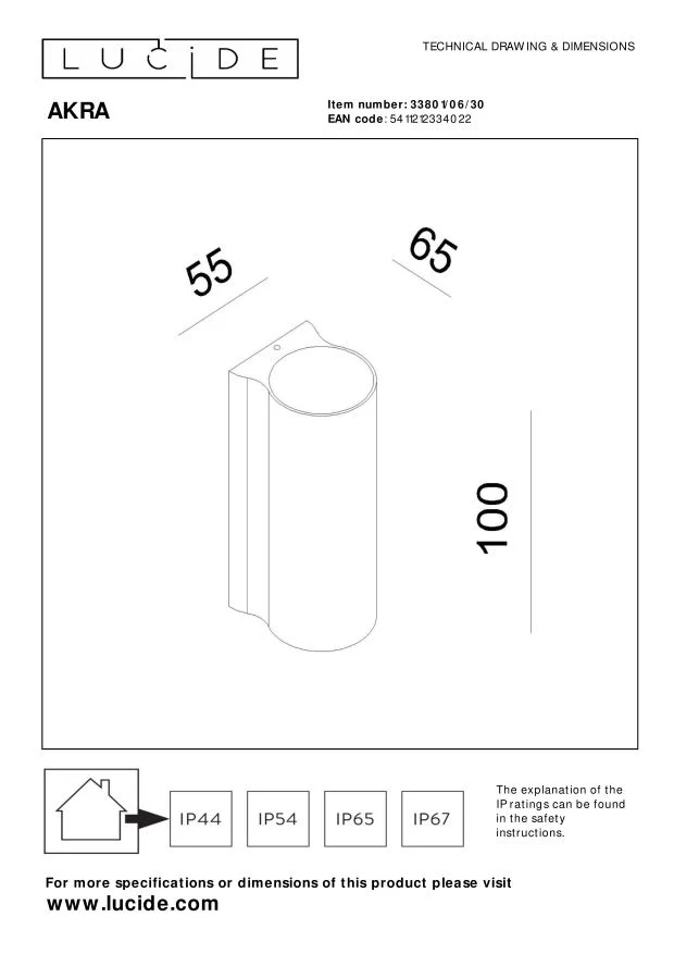 Lucide wandlamp AKRA - Geïntegreerde LED - Zwart