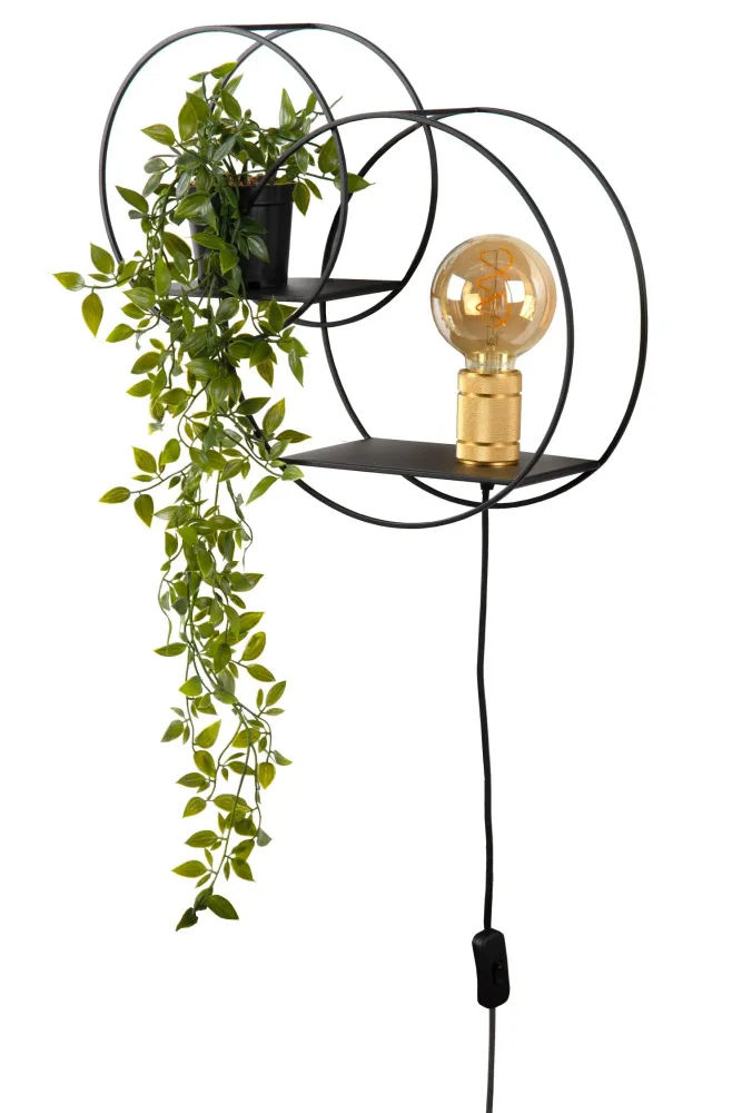 Lucide wandlamp CIRCLE - 1xE27 - Zwart