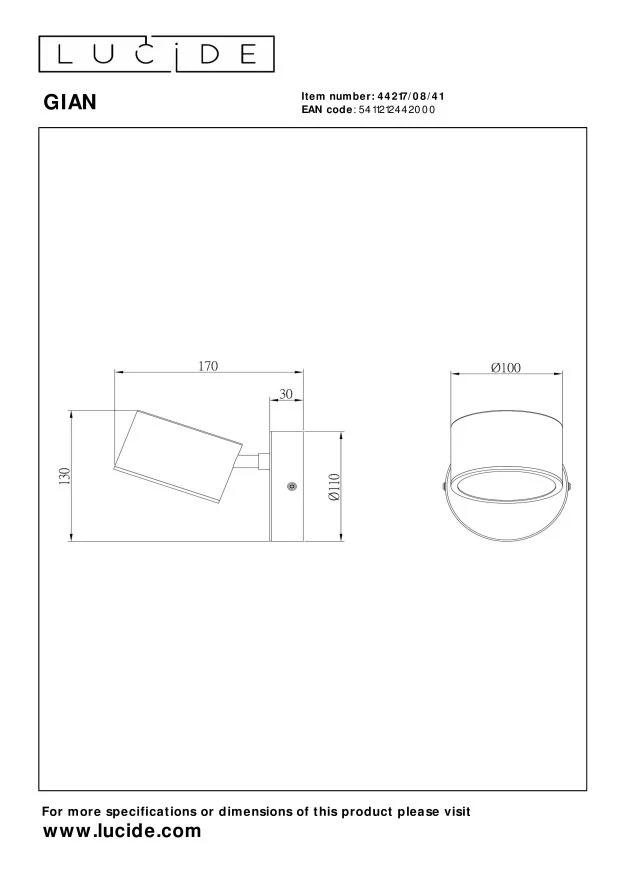 Lucide wandlamp GIAN - Geïntegreerde LED - Taupe