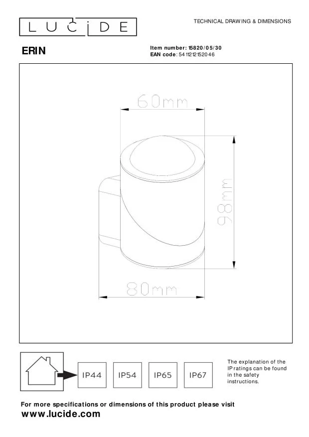 Lucide wandspot ERIN - Geïntegreerde LED - Zwart