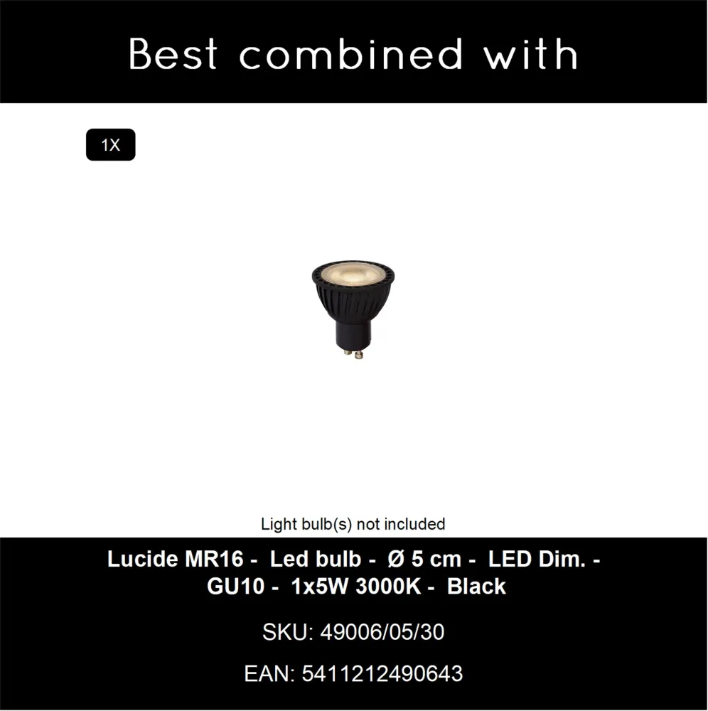 Lucide wandspot ZARO - 1xGU10 - Zwart