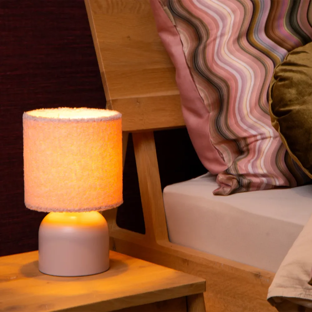 Tafellamp Woolly | Ø 16 cm | Roze Lucide