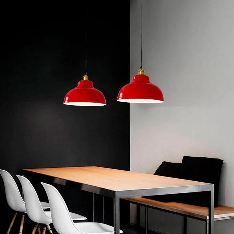 Industriële Rode Hanglamp – IJzeren Design – 1-licht, 3 Maten Lumio