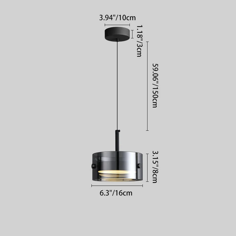 Minimalistische Hanglamp – Smoke Gray – LED 12W (1200lm) Lumio