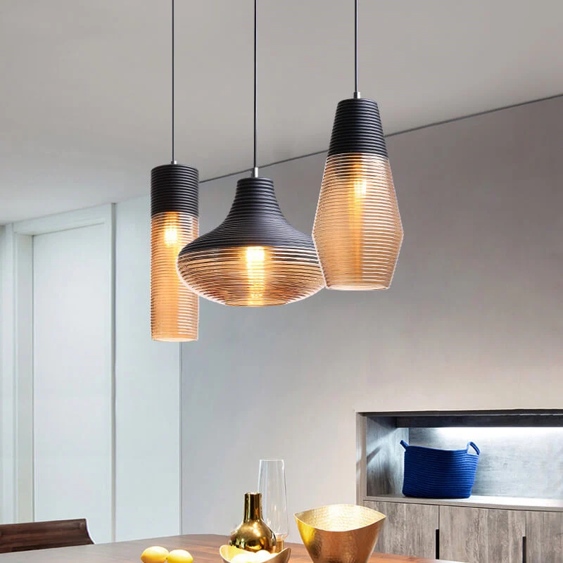 Moderne Glazen Hanglamp Helder Zwart Design Lumio