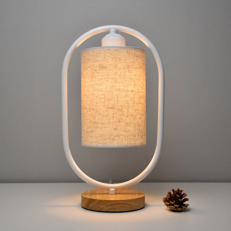 Moderne Stoffen Tafel Lamp met Houten Details – 3-Kleuren Licht – Wit/Beige Lumio