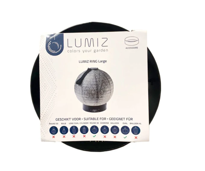 Lumiz metalen ring - 18 cm - zwart