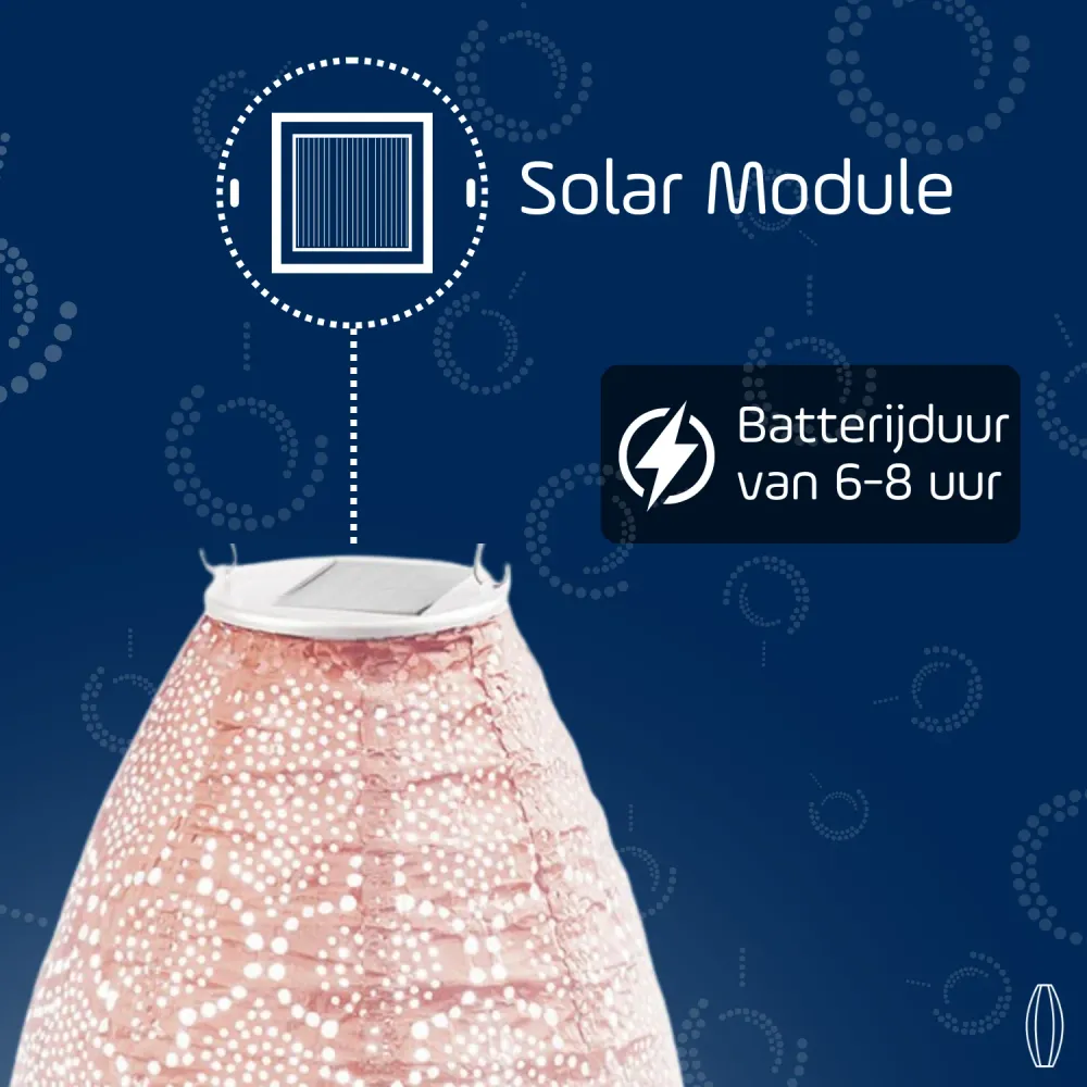 Lumiz solar lampion - bazaar long oval - 20 cm - roze