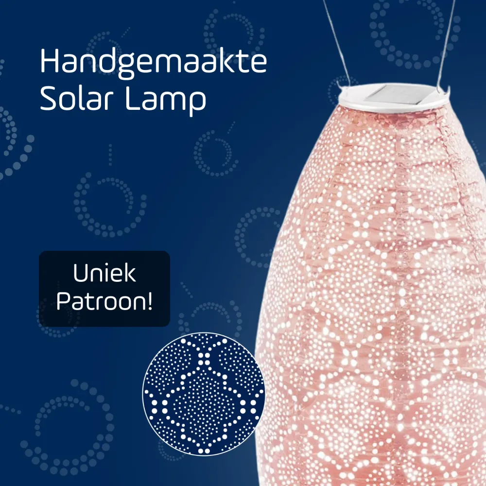Lumiz solar lampion - bazaar long oval - 20 cm - roze