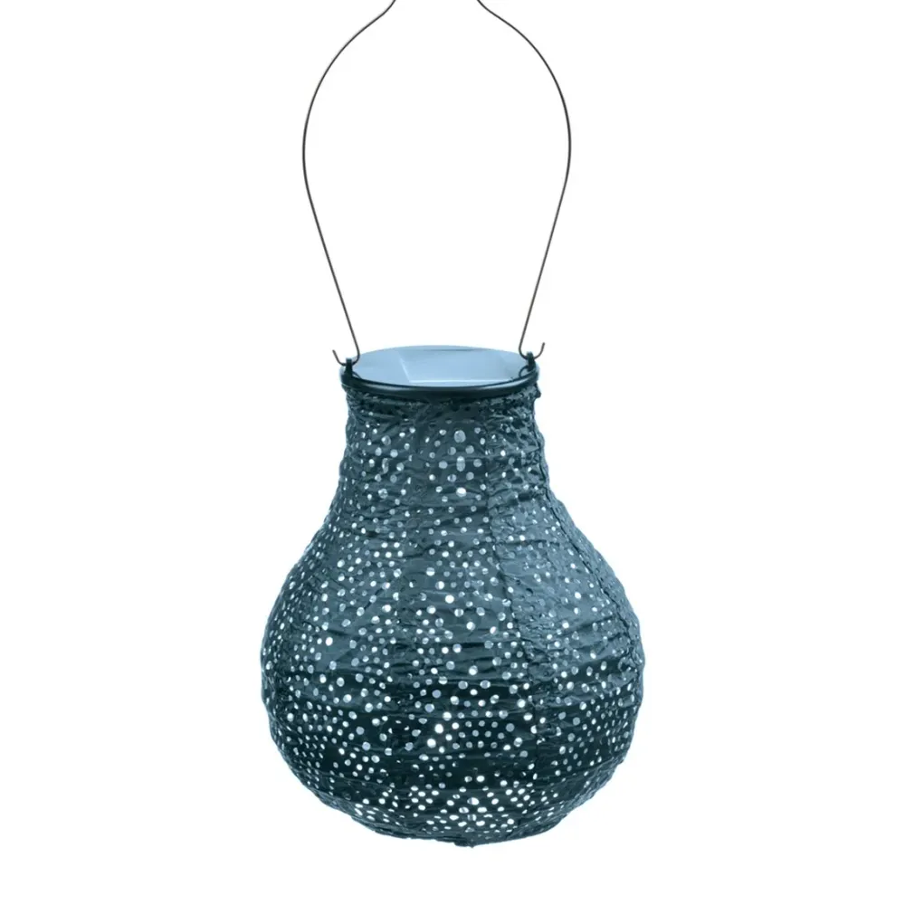 Lumiz solar lampion - ikat bulb - 16 cm - petrol