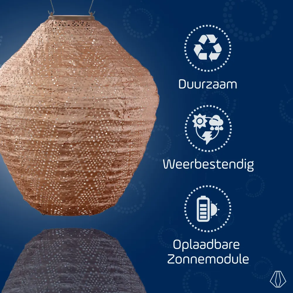 Lumiz solar lampion - ikat jar - 30 cm - roze