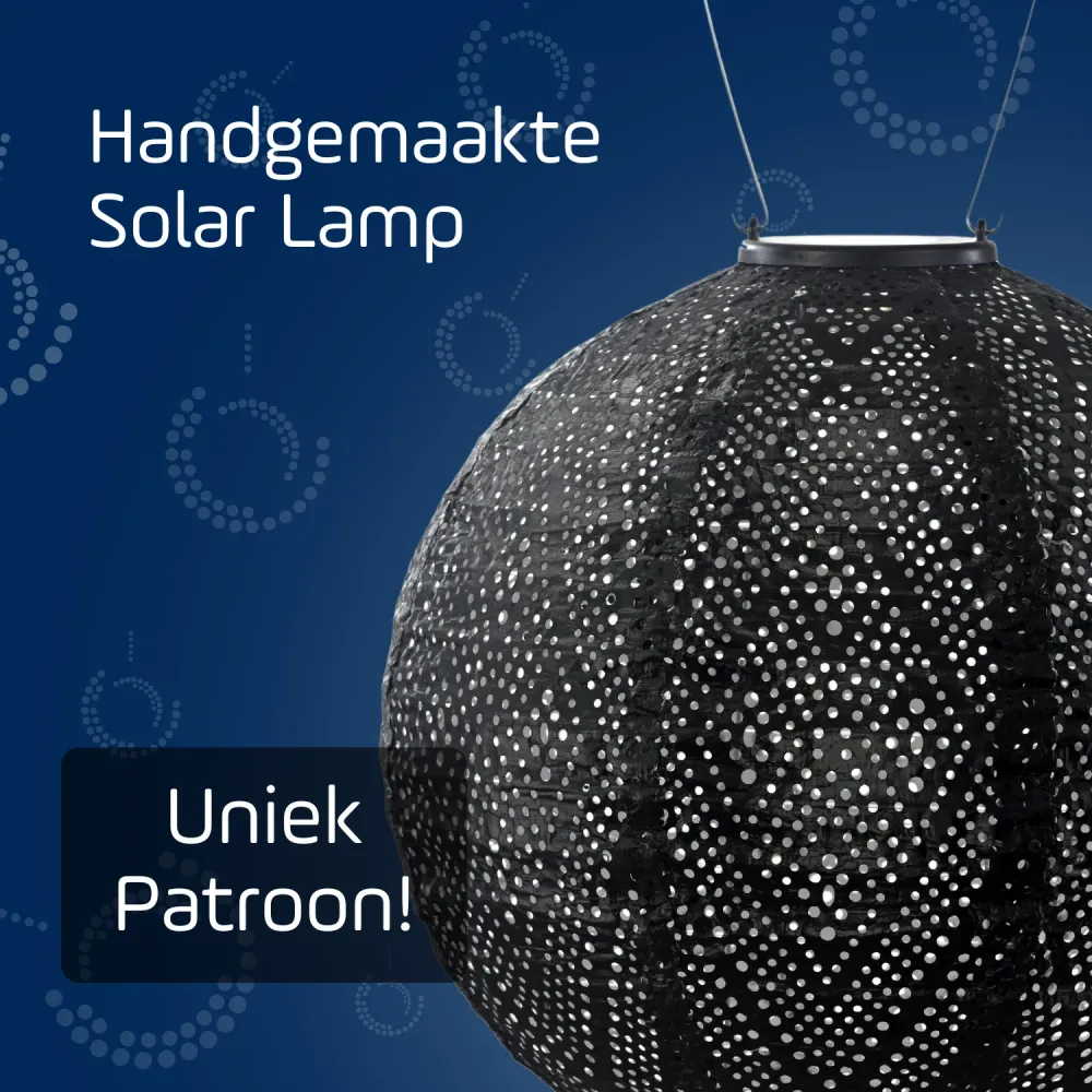 Lumiz solar lampion - ikat rond - 30 cm - zwart