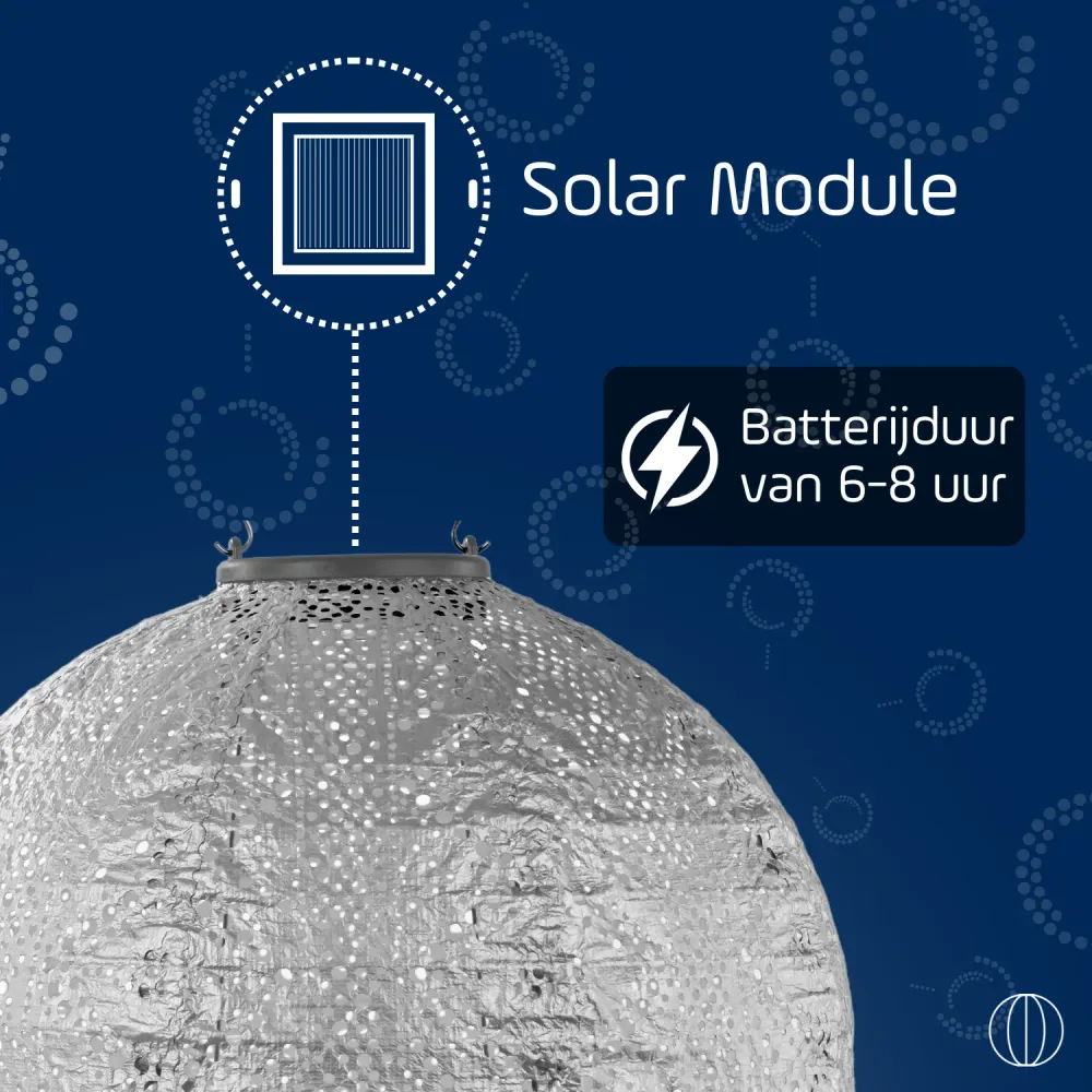 Lumiz solar lampion - lace rond - 30 cm - zilver