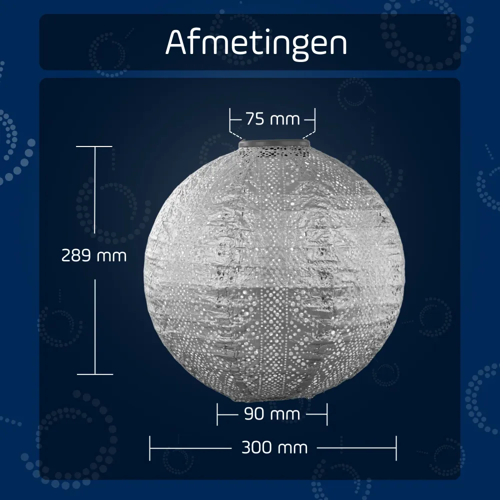 Lumiz solar lampion - lace rond - 30 cm - zilver