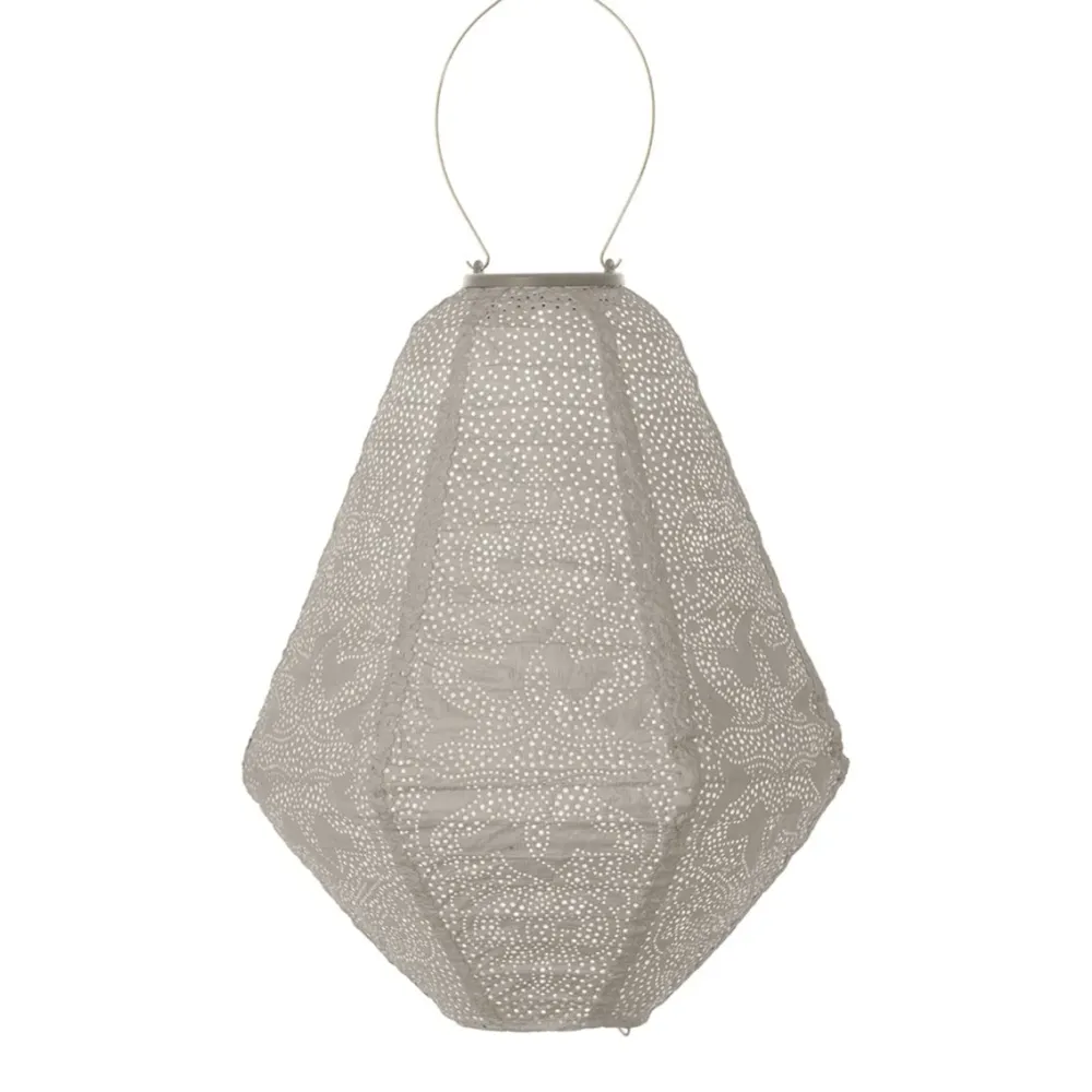 Lumiz solar lampion - marrakesh can - 30 cm - licht taupe