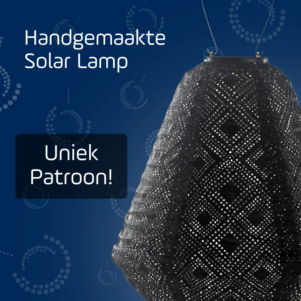 Lumiz solar lampion - mosaic can - 30 cm - zwart