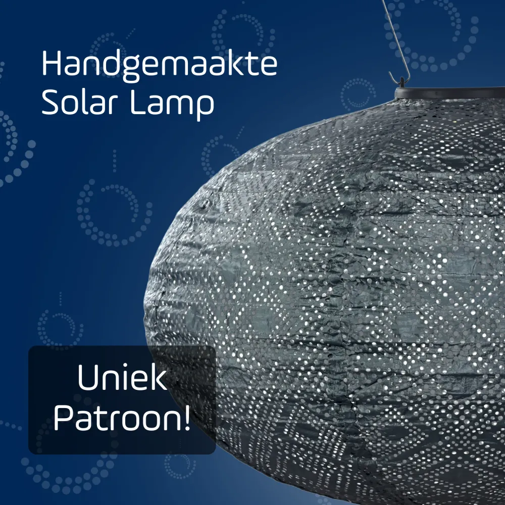 Lumiz solar lampion - mosaic oval - 40 cm - grijs blauw