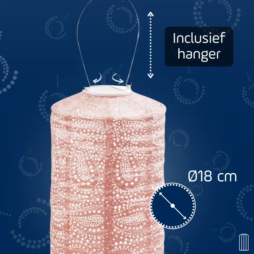 Lumiz solar lampion - paisley cylinder - 18 cm - roze