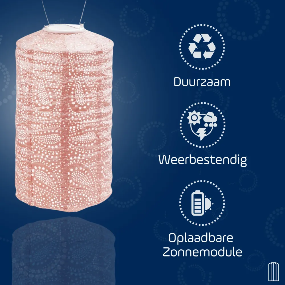 Lumiz solar lampion - paisley cylinder - 18 cm - roze