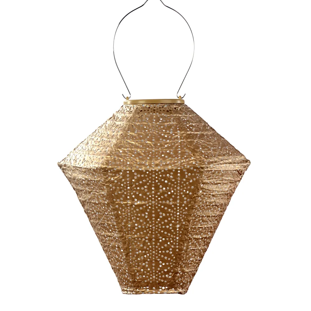 Lumiz solar lampion - sashiko diamond - 28 cm - goud