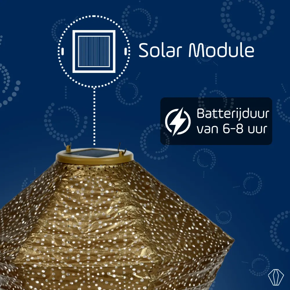 Lumiz solar lampion - sashiko diamond - 28 cm - goud