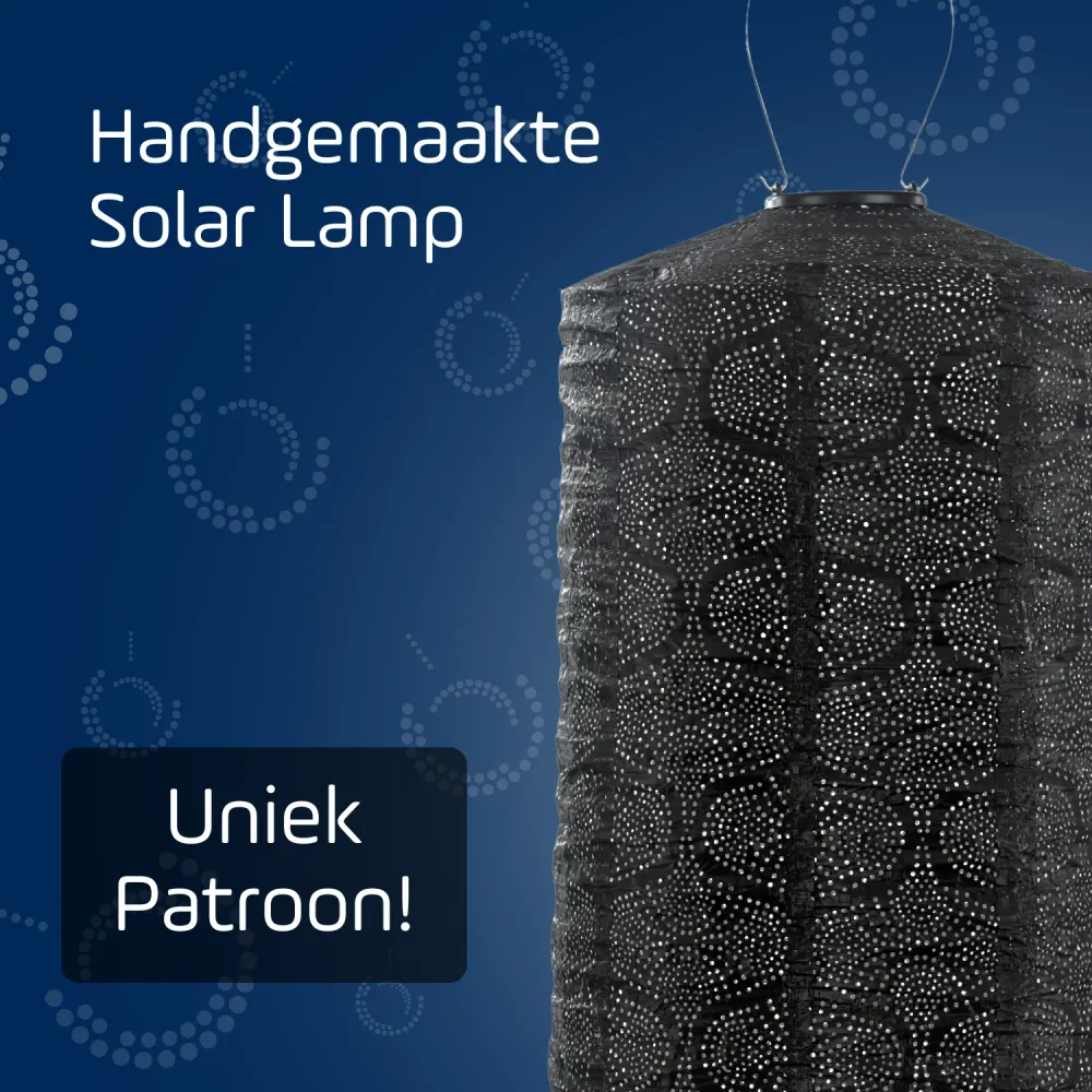 Lumiz solar lampion - tigres cylinder - 18 cm - zwart