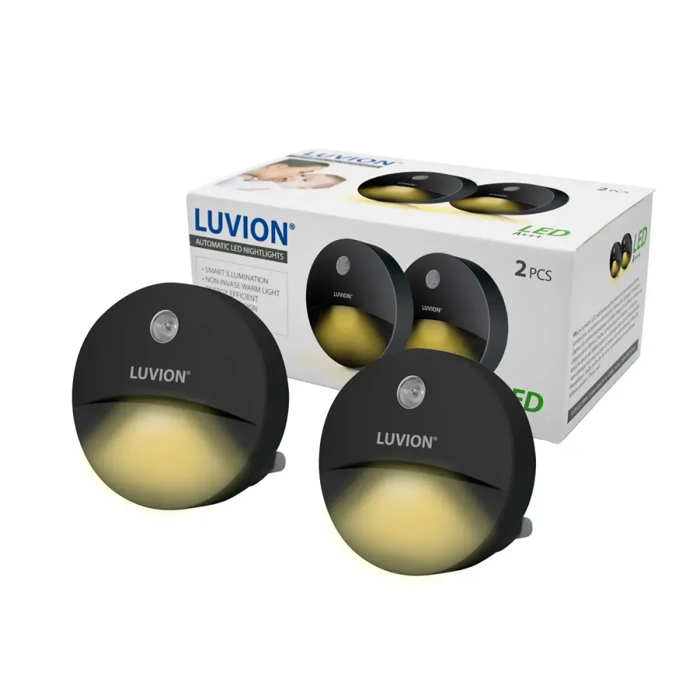 Luvion - Automatic LED nightlight (2stuks) - Zwart