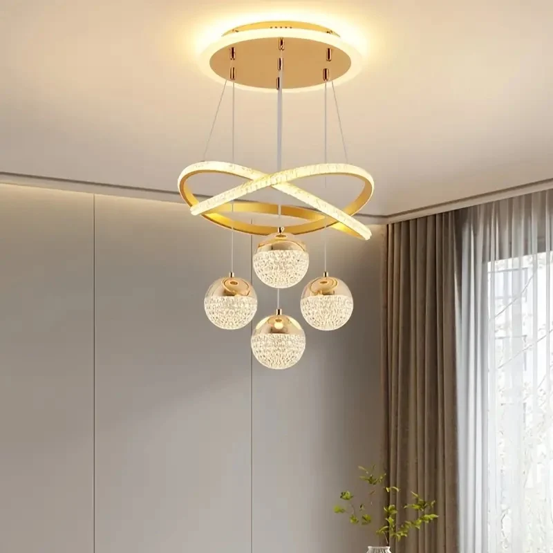 LuxiLamps - 4 Bollen Hanglamp - Kroonluchter Woonkamer - Goud - Moderne lamp - 40 cm - Hanglamp