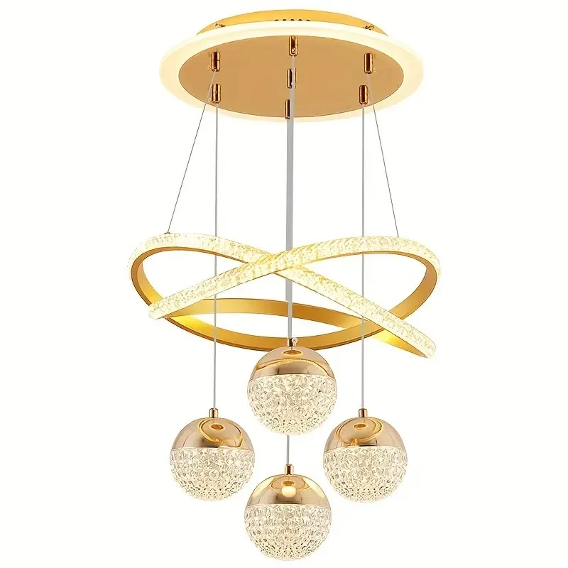 LuxiLamps - 4 Bollen Hanglamp - Kroonluchter Woonkamer - Goud - Moderne lamp - 40 cm - Hanglamp