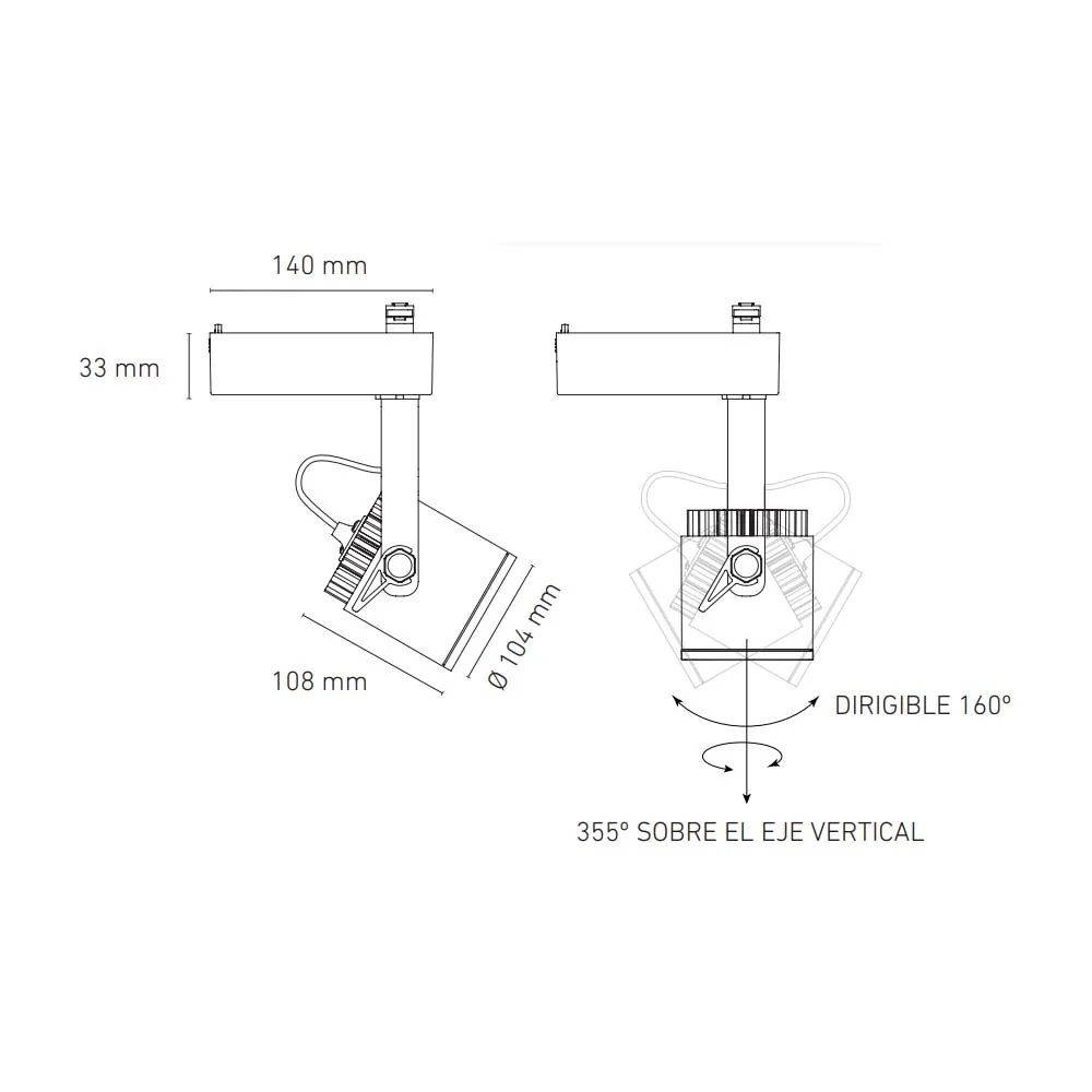 LUMINARIO LED RIEL 29W/100-305V. 24 C30-R BLANCO 3000K LUZ CALIDA ELECTROMAG MAGG