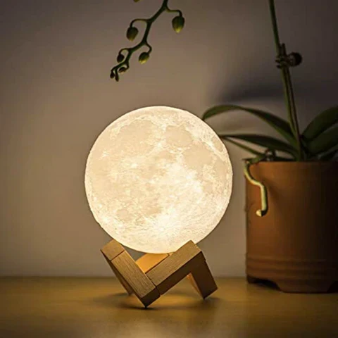 Magische Maanlamp - Draadloze Touch Control | Houten Stand