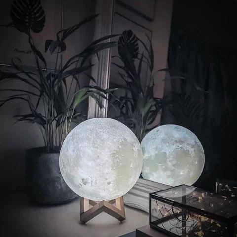 Magische Maanlamp - Draadloze Touch Control | Houten Stand