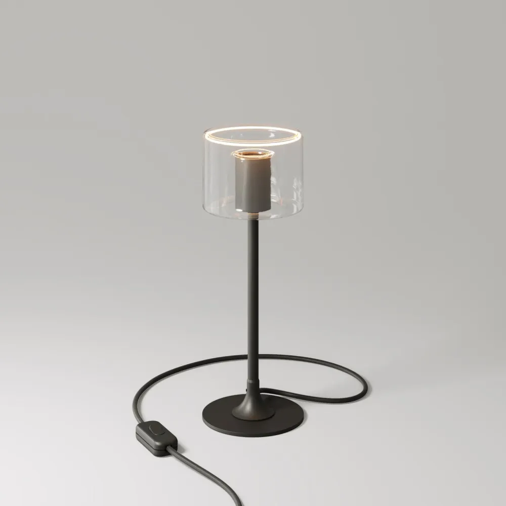 MAG-Y tafellamp met ronde metalen voet en heldere Ghost G03 lamp - Zwart