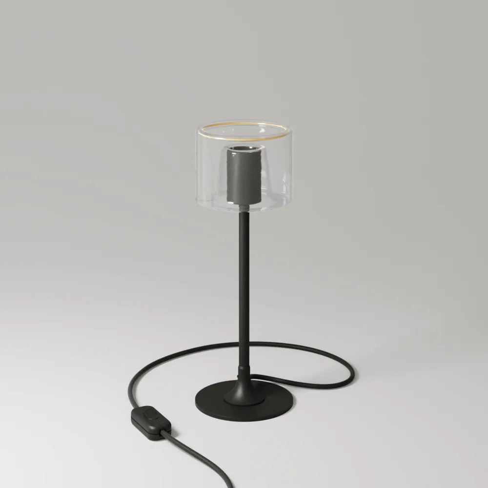 MAG-Y tafellamp met ronde metalen voet en heldere Ghost G03 lamp - Zwart