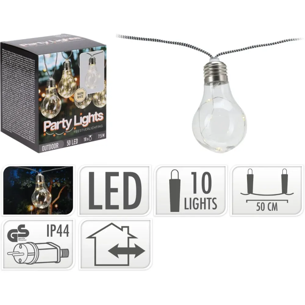 Feestverlichting Voor De Tuin - 450Cm - Warm Wit - 10X5 Led - Gevlochten Snoer Marcels Webwinkel