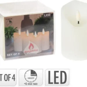 Led Kaarsen 5X7 Cm - Set Van 4 - Met Timer Marcels Webwinkel