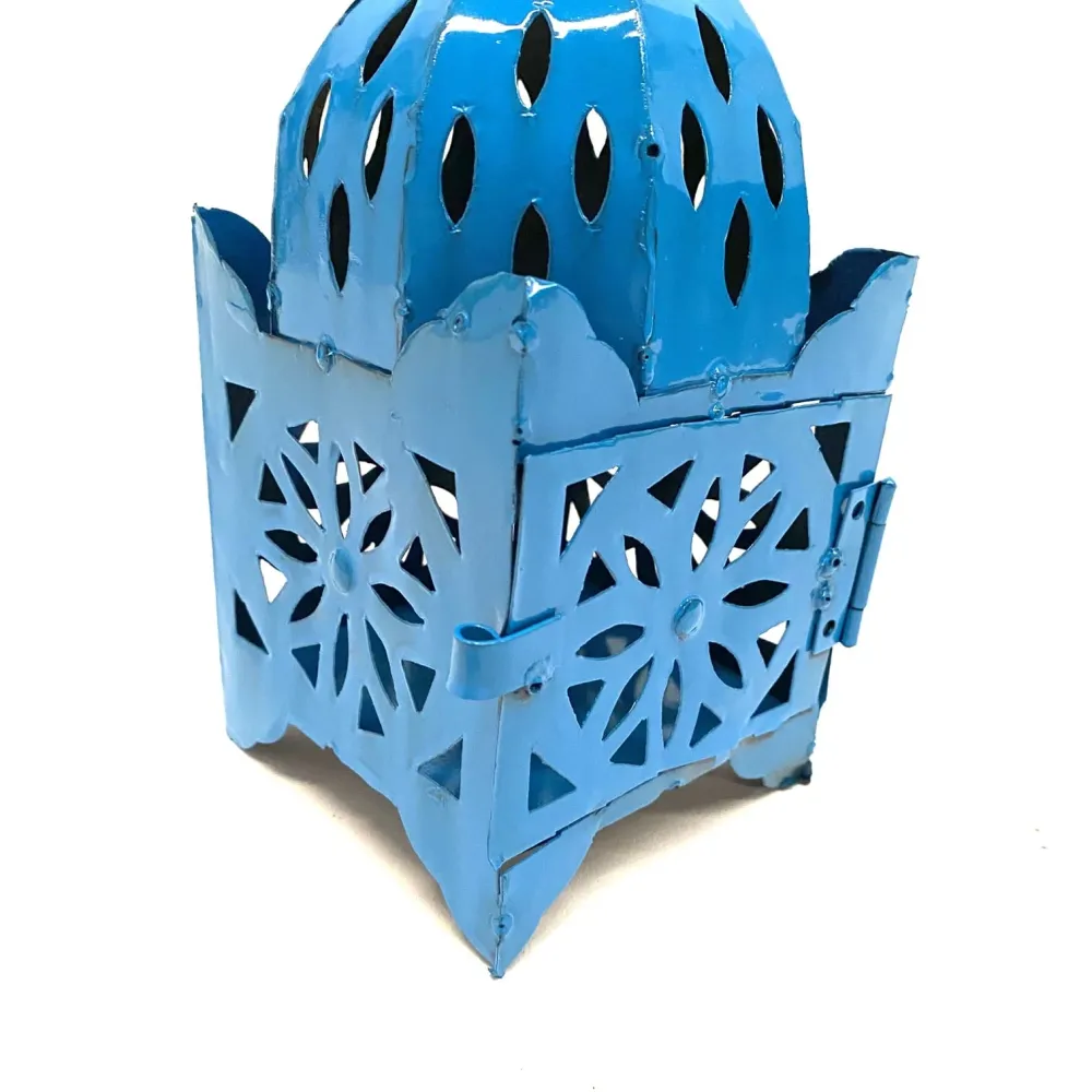Marokkaanse kaarslantaarn blauw 25cm
