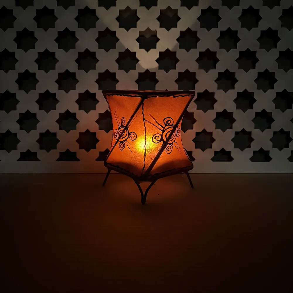 Marokkaanse oranje haan lederen kaarsenhouder 14x10