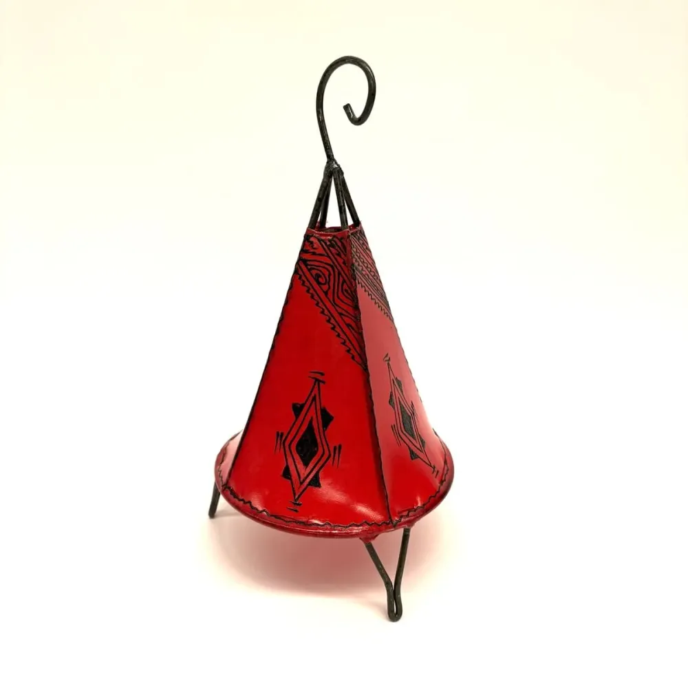 Marrakech Piramide Rood Leren Lamp 35cm