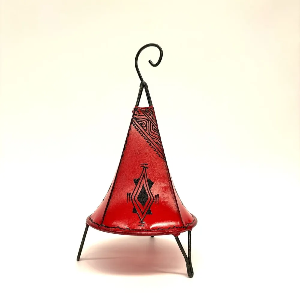 Marrakech Piramide Rood Leren Lamp 35cm