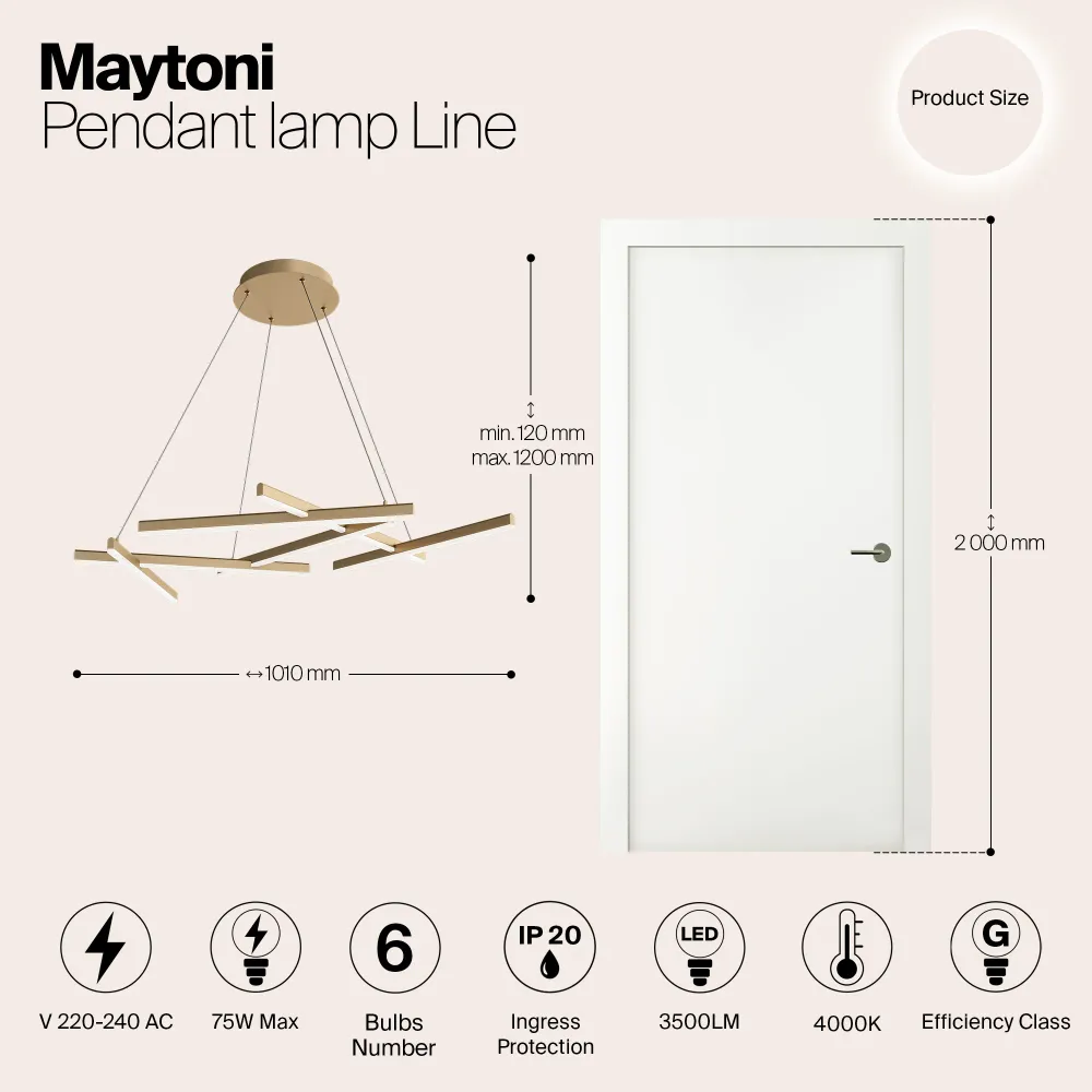 Maytoni - Hanglamp Line - Goud