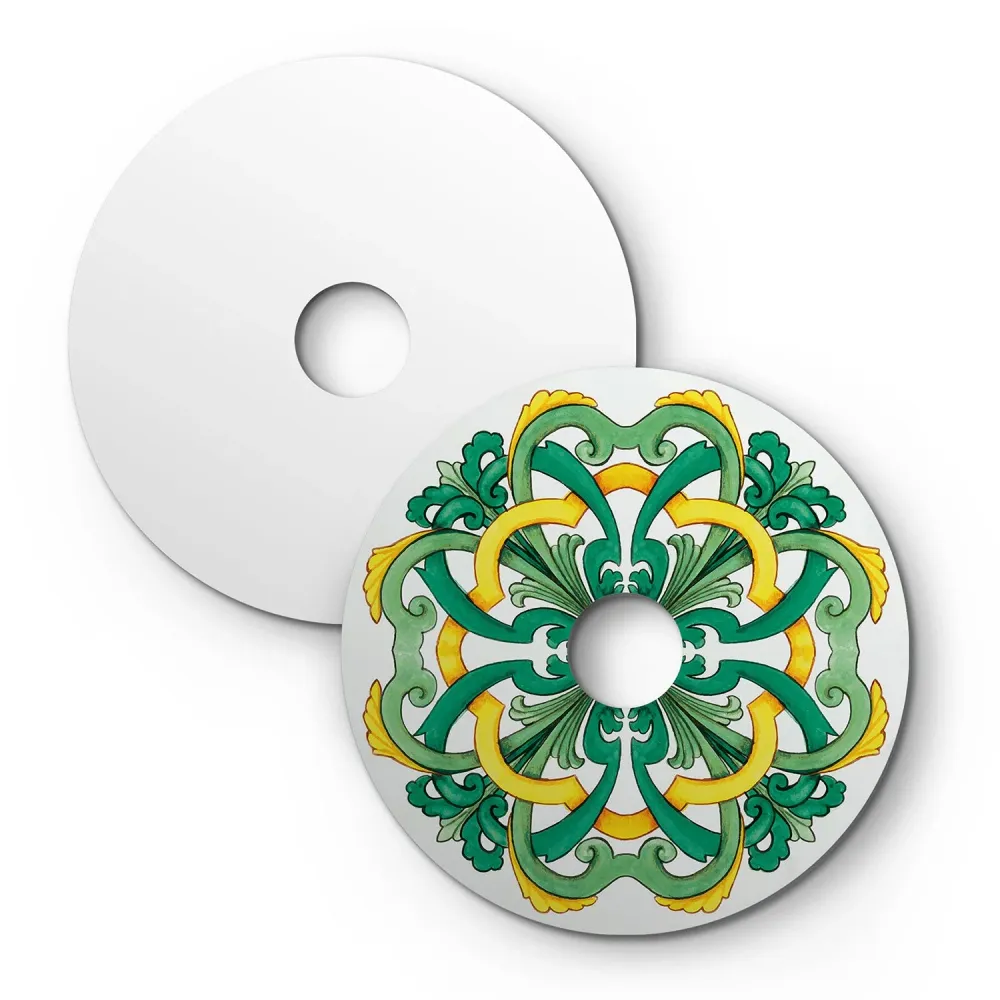 Mini Ellepì schotel 'Maioliche' Geel en Groen voor lampen, diameter 24 cm - Made Italy