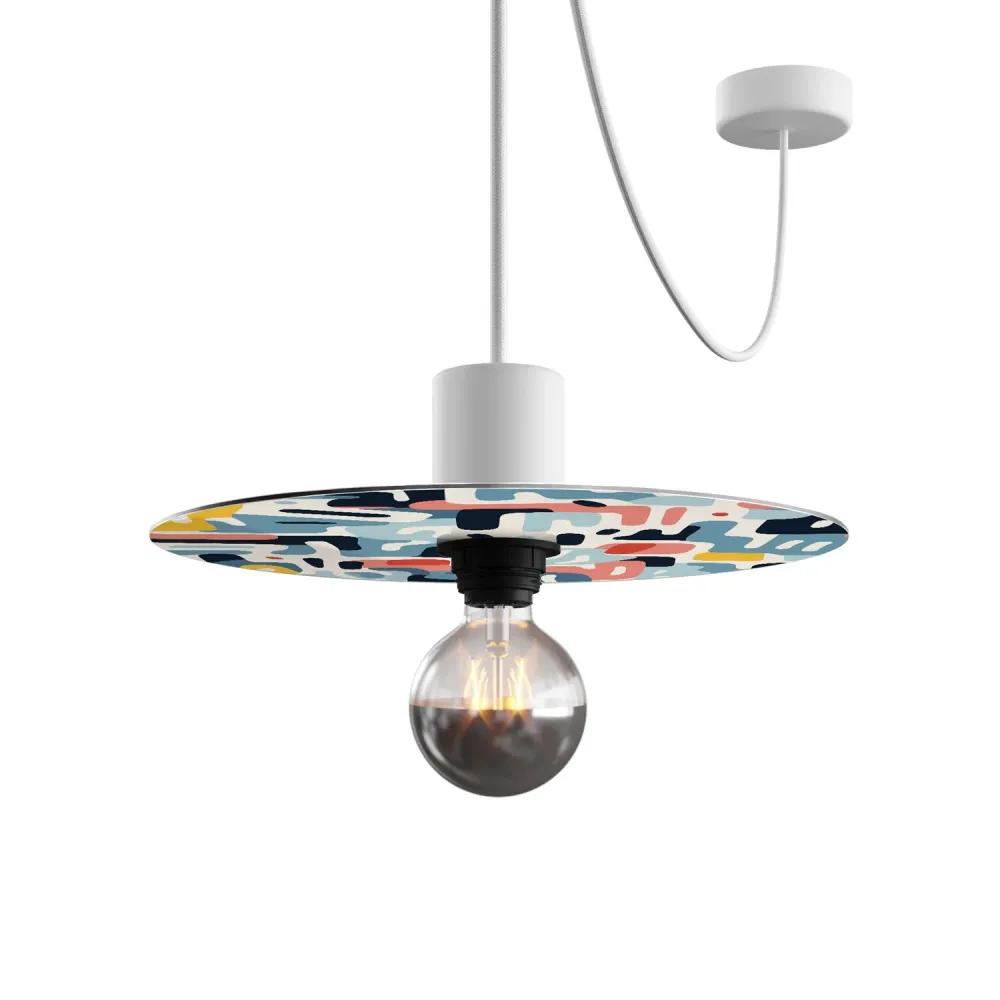 Mini platte Lampenkap Ellepì met geometrische 'Kaleidoscope' patronen Geometrie 1, diameter 24 cm - Made Italy