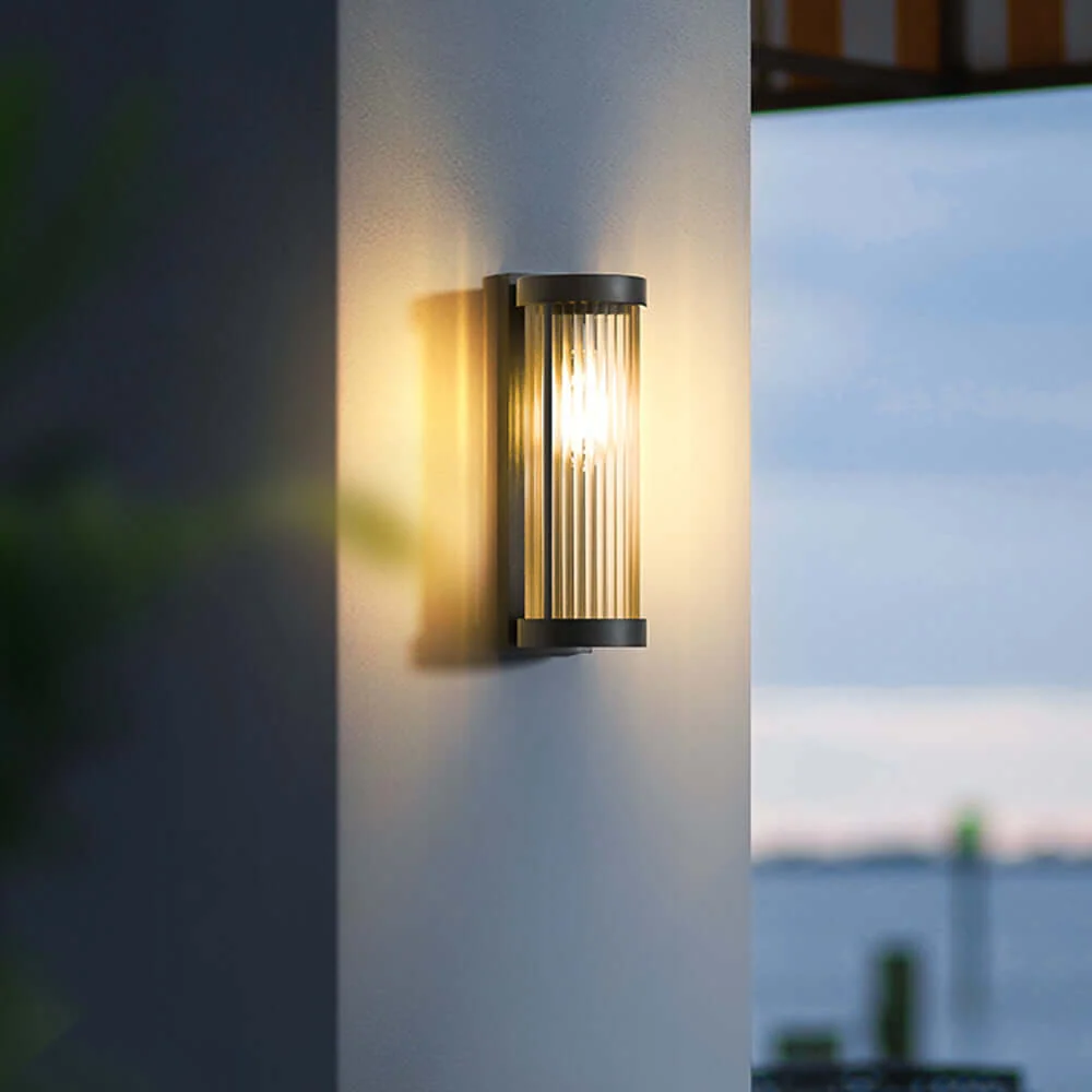 Moderne Buitenlamp Cilindrisch Metaal & Glas