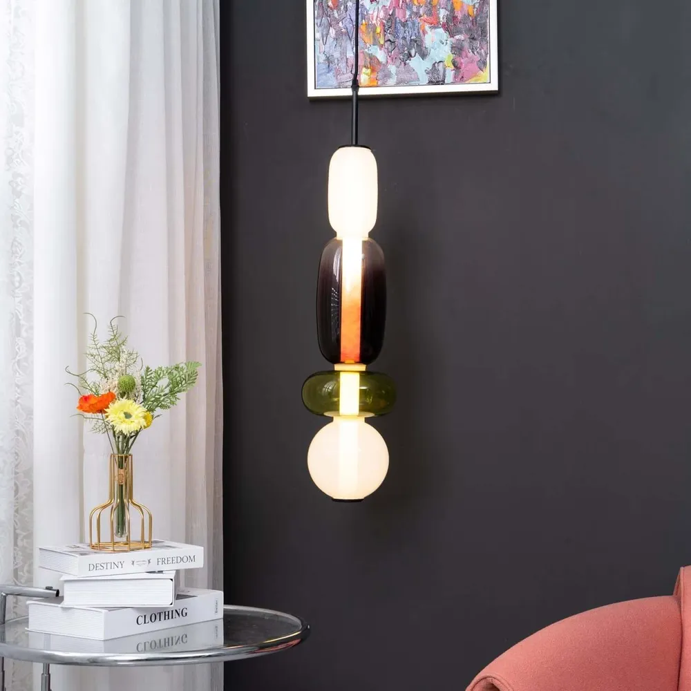 Moderne Hanglamp met Gekleurd Glas