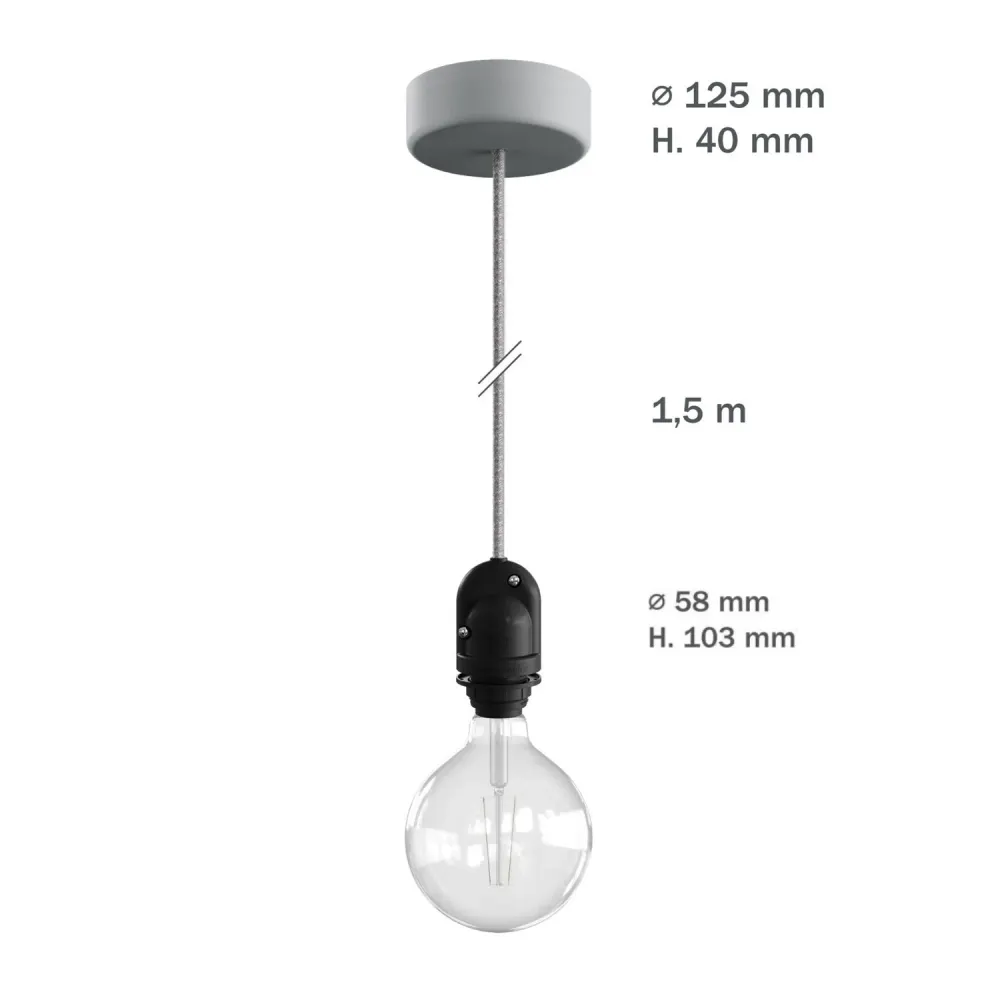 Modulair lamp voor lampenkap voor buiten met 1,5 m strijkijzersnoer, plafondkap en fitting IP65 waterproof - Mosterd